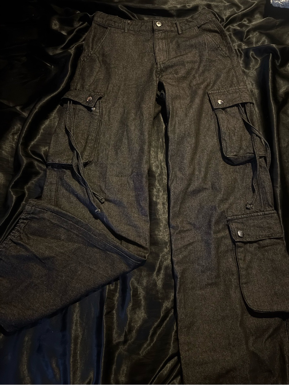 PacSun Women's Black Cargo Jeans with Utility Pockets